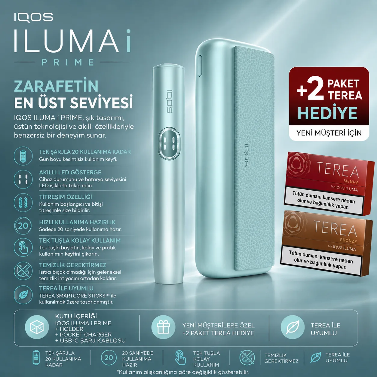 IQOS ILUMA i PRIME – Buz Mavisi Turkuaz